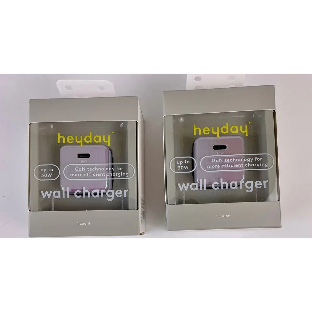Set of 2 Heyday Soft Purple 30W GaN Wall‎ Charger Fast Charging USB C
